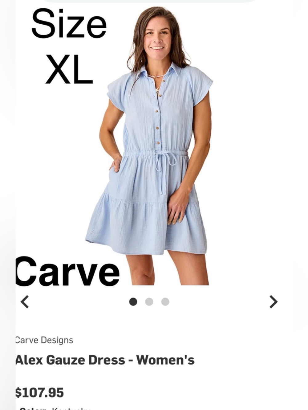 Carven Alex Blue Gauze Button-Front Dress NEW- size XL